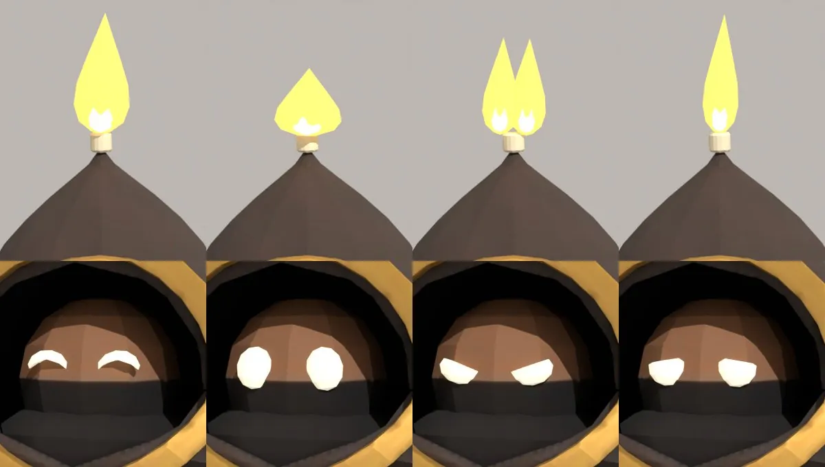 Four hood flame shapes