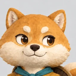 Portrait of an Inu: a shiba dog kin with a teal scarf