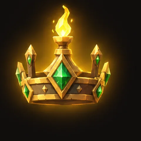 Concept of a gold crown with green gems